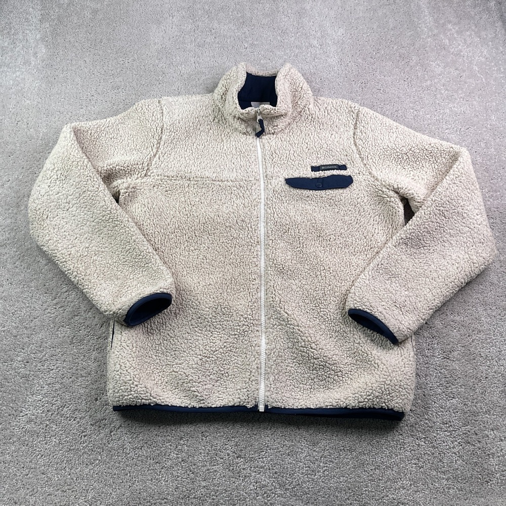 Columbia Jacket Womens Large Tan Mountainside Heavy Sherpa Fleece Teddy Coat